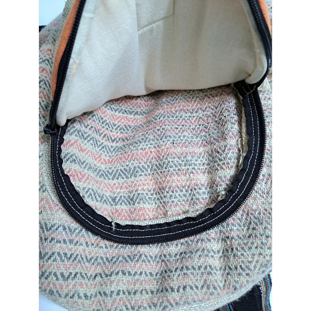 Himalayan Hemp THC Free Multi Color Handmade Backpack Nepal Pink Green Orange